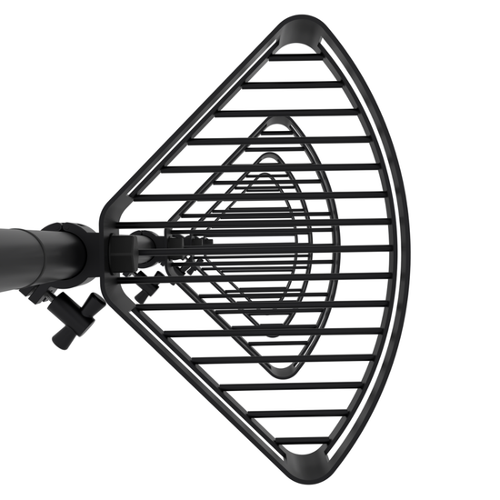 Top view of black bathroom tension pole shelf with corner shelf design