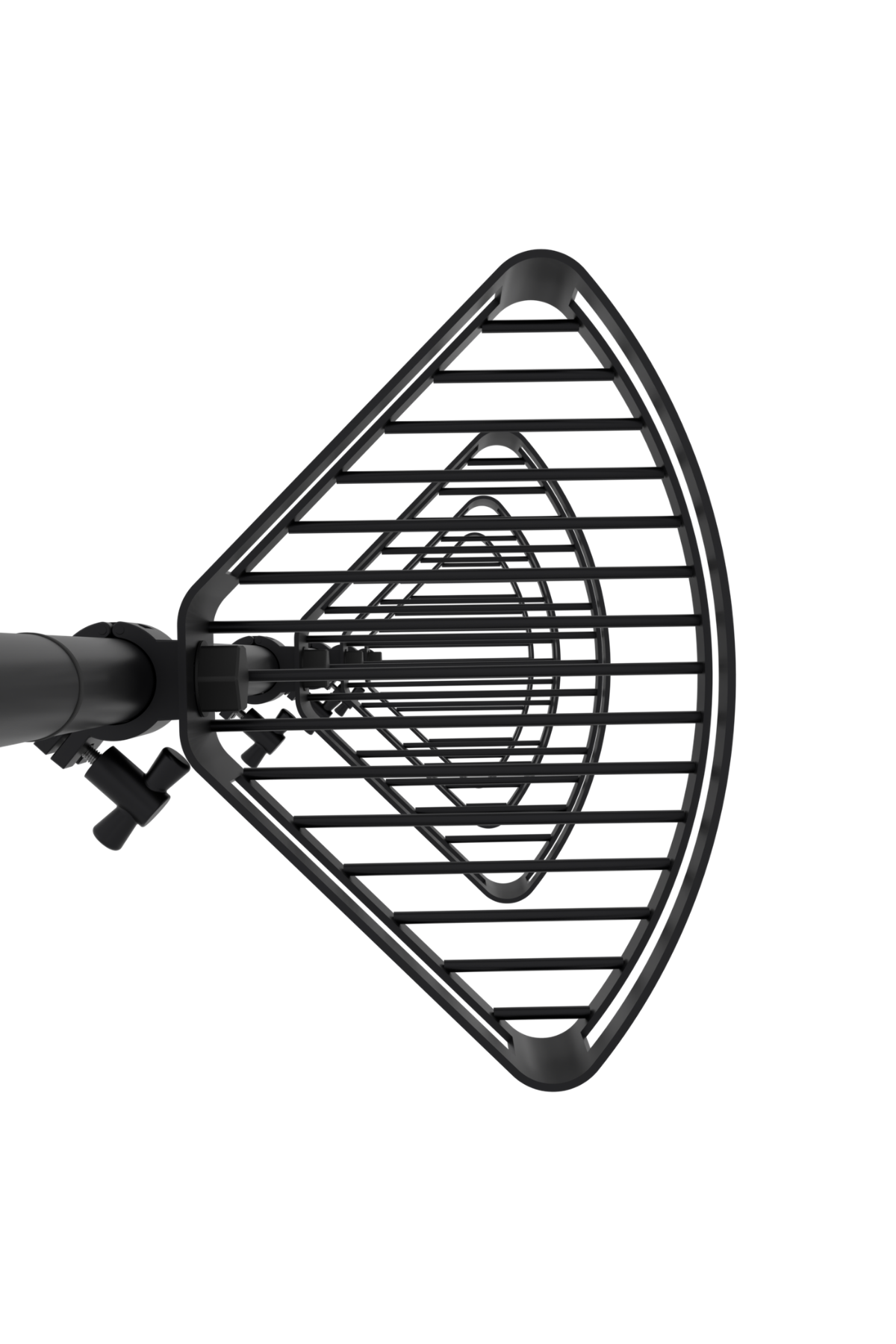 Top view of black bathroom tension pole shelf with corner shelf design