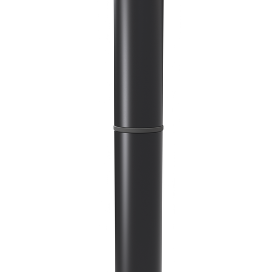 Close-up of black bathroom tension pole connection detail