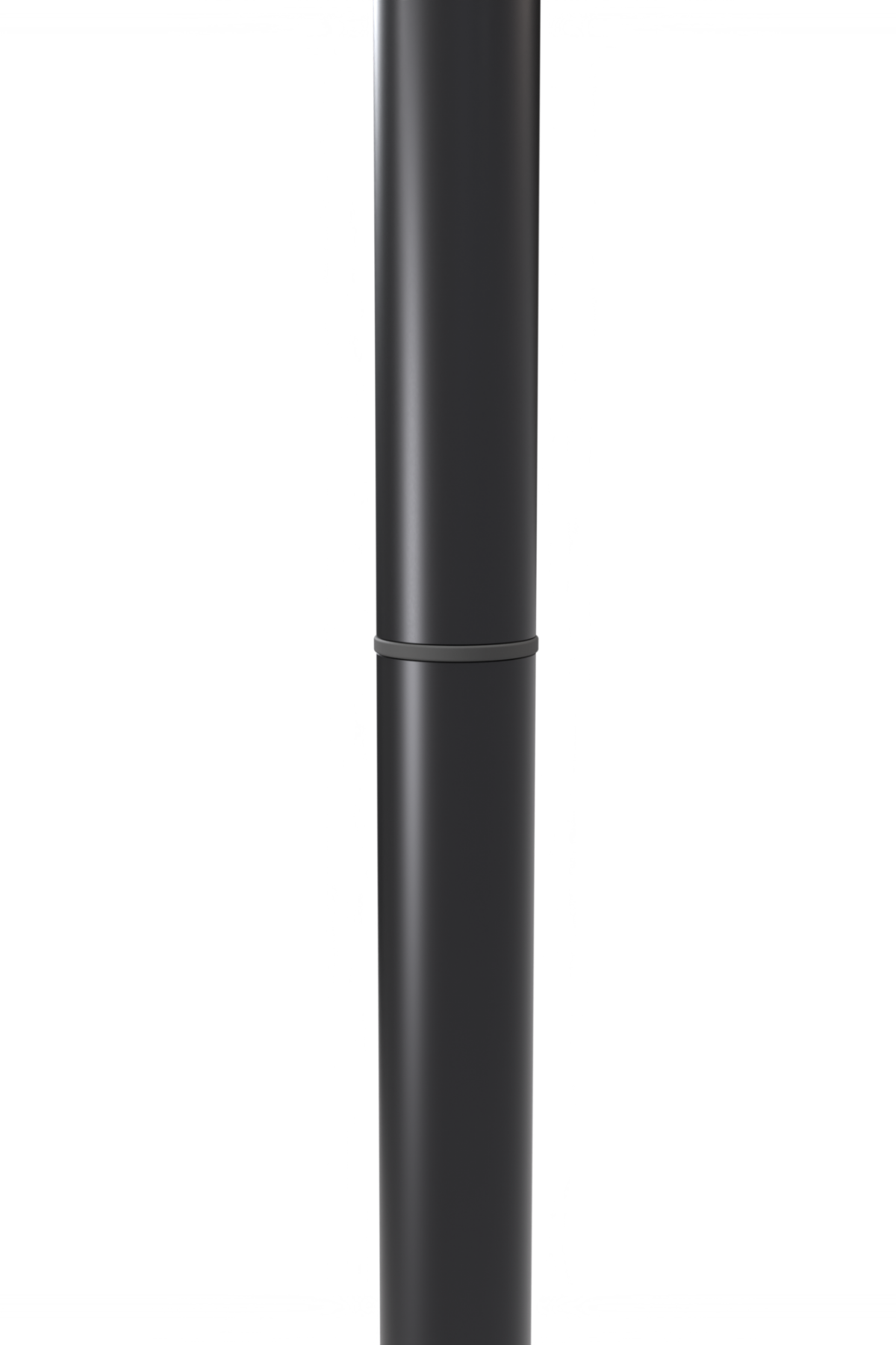 Close-up of black bathroom tension pole connection detail