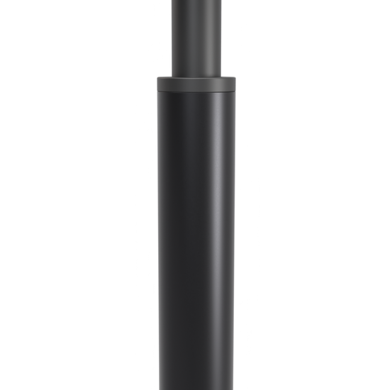 Close-up of black bathroom tension pole top support module