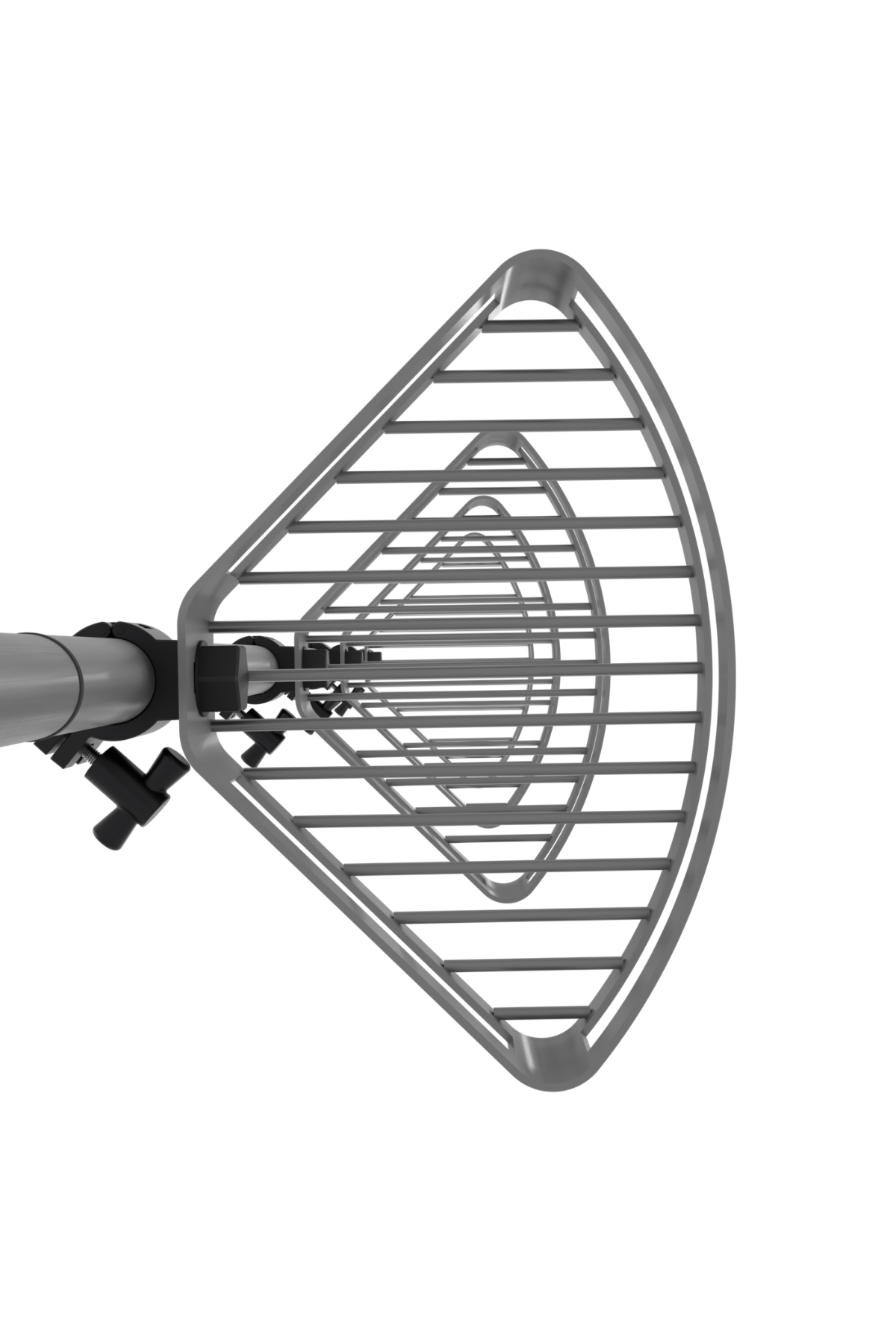Top view of brush bathroom tension pole shelf with corner shelf design