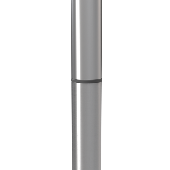 Close-up of brush bathroom tension pole connection detail
