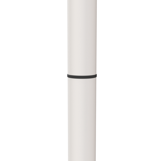 Close-up of white bathroom tension pole connection detail