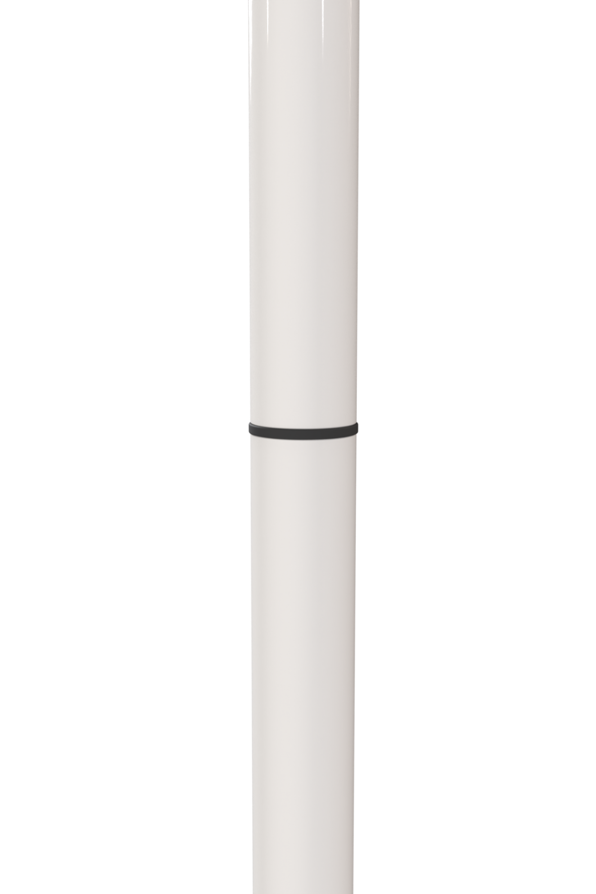 Close-up of white bathroom tension pole connection detail